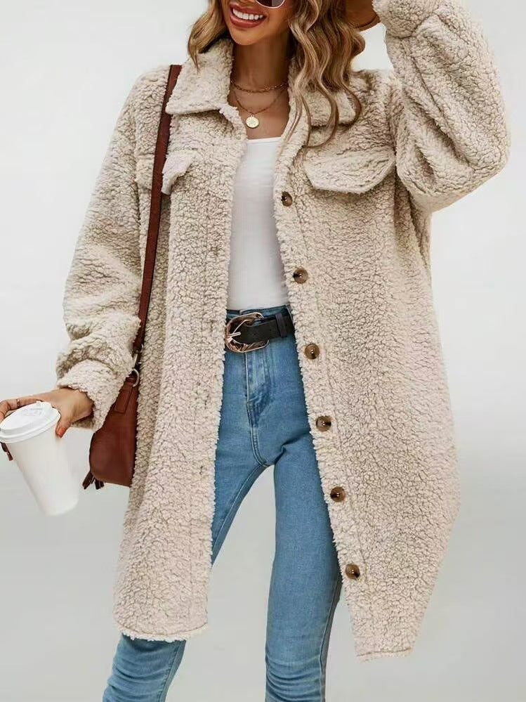 Damen Weiche und kuschelige Oversized-Jacke R&B