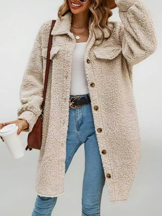 Damen Weiche und kuschelige Oversized-Jacke R&B