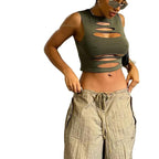 Damen Cut-Out Crop-Top R&B