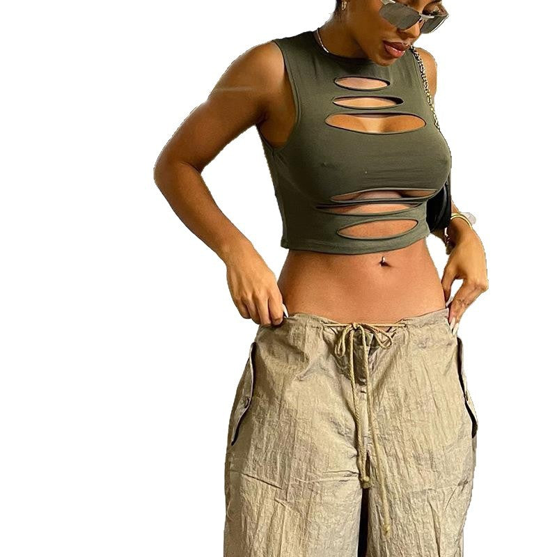 Damen Cut-Out Crop-Top R&B