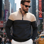 Herren lässiger Sweatpullover mit halbem Reißverschluss und gepolstertem Oberteil R&B