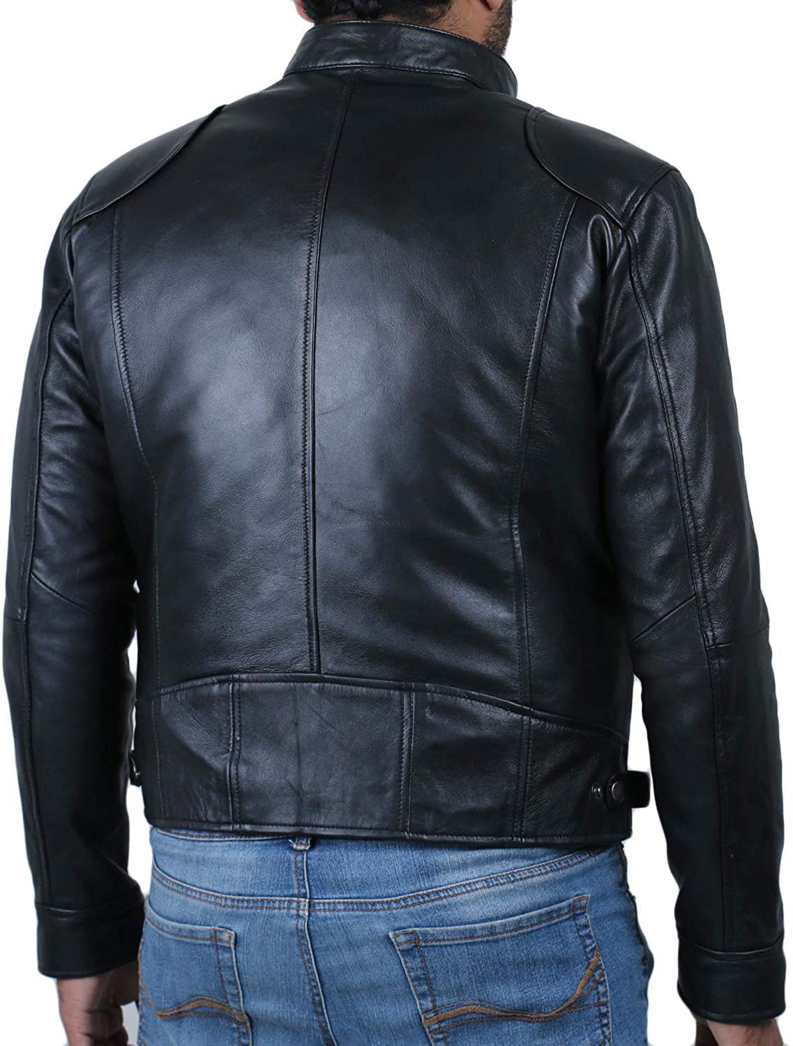 Herren Biker-Lederjacke mit Zipperdetails