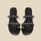 Damen Designer Zehensteg-Sandalen mit elegantem Kettenakzent R&B