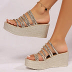 Damen Plateau-Sandalen mit geflochtenem Riemen-Detail R&B