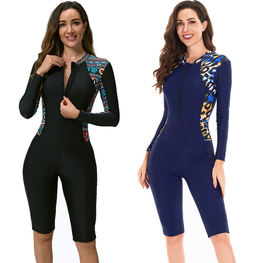 Damen Sportlicher Langarm-Schwimmanzug R&B