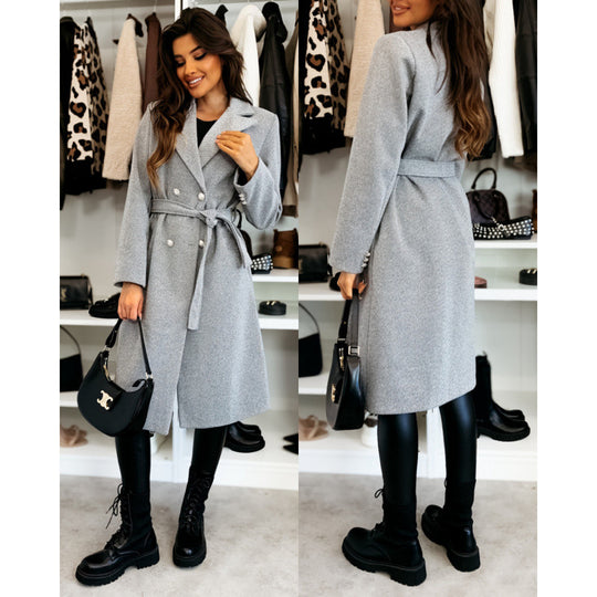 Damen Eleganter Trenchcoat mit asymmetrischem Schnitt und Gürtel R&B