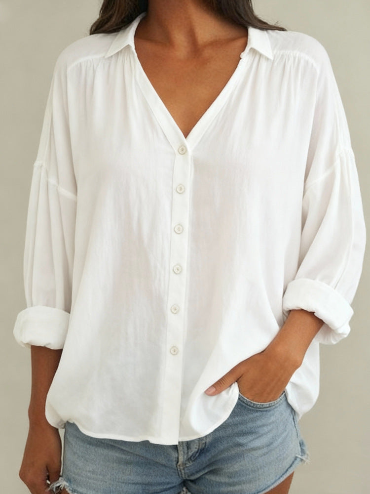 Damen Bluse mit lässigem Schnitt und Knopfdetails R&B