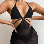 Damen Triangel-Bikini mit transparentem Wickelrock R&B