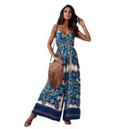 Damen Jumpsuit mit floralem Design und weit geschnittene Beinen R&B
