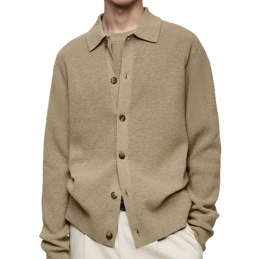 Herren Strickjacke mit modernem Kragen und hochwertigen Knöpfen R&B
