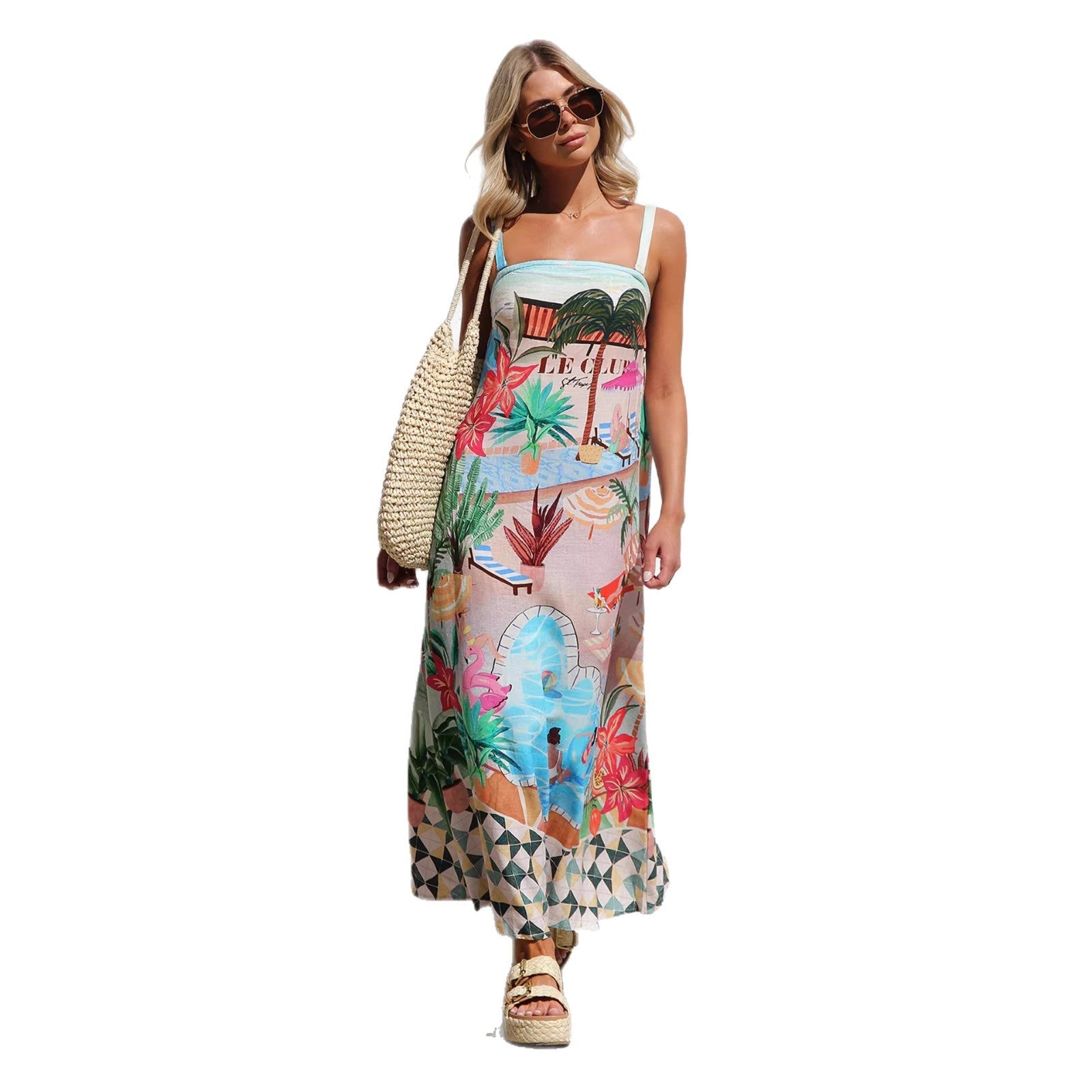 Damen Sommerliches Maxikleid mit buntem Print und luftiger Passform
