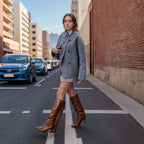 Damen elegante Oversize-Jacke mit doppelter Knopfreihe und strukturierter Textur R&B