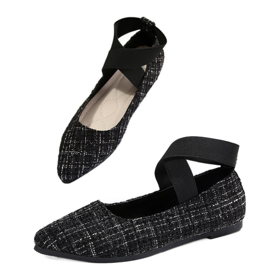 Damen Elegante Ballerinas mit elastischem Kreuz-Riemen R&B
