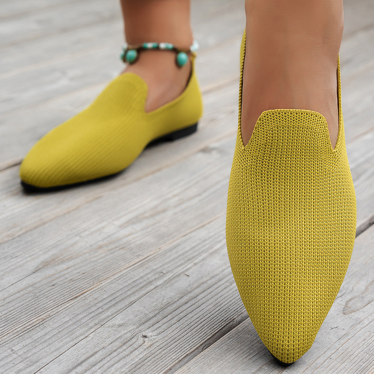 Damen Ballerinas mit kreativem Hahnentrittmuster und flexiblem Fußbett R&B