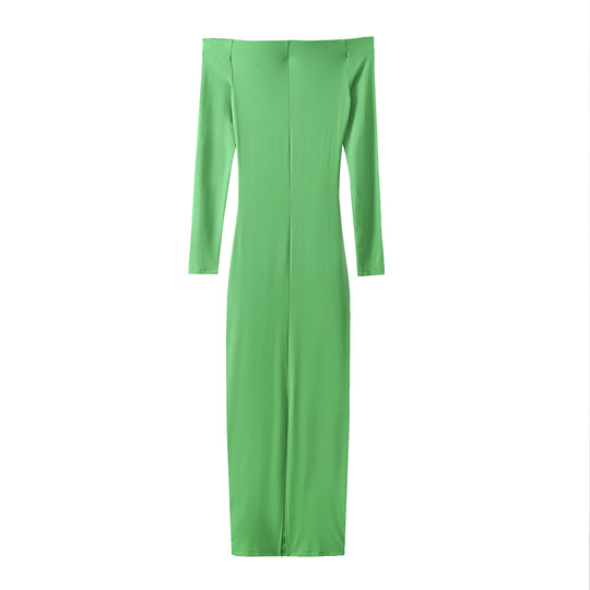 Damen Elegantes Maxikleid mit schulterfreiem Schnitt und raffinierten Rüschendetails R&B