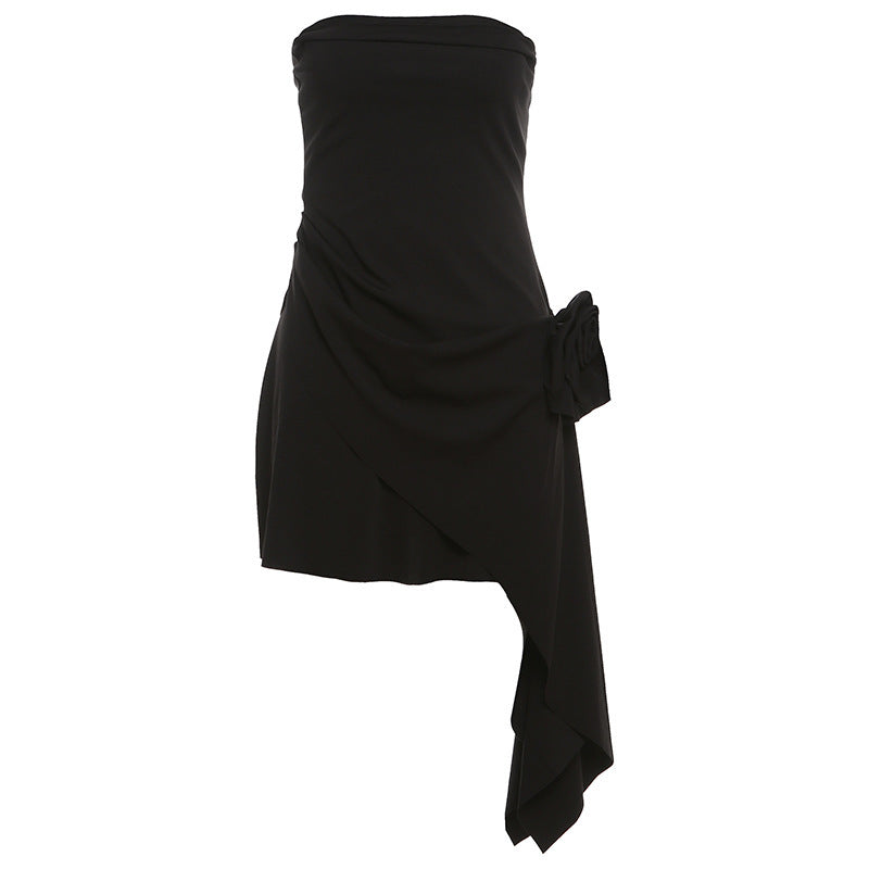 Damen kurzes Wickelkleid mit Blumenapplikation R&B