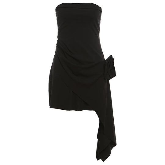 Damen kurzes Wickelkleid mit Blumenapplikation R&B