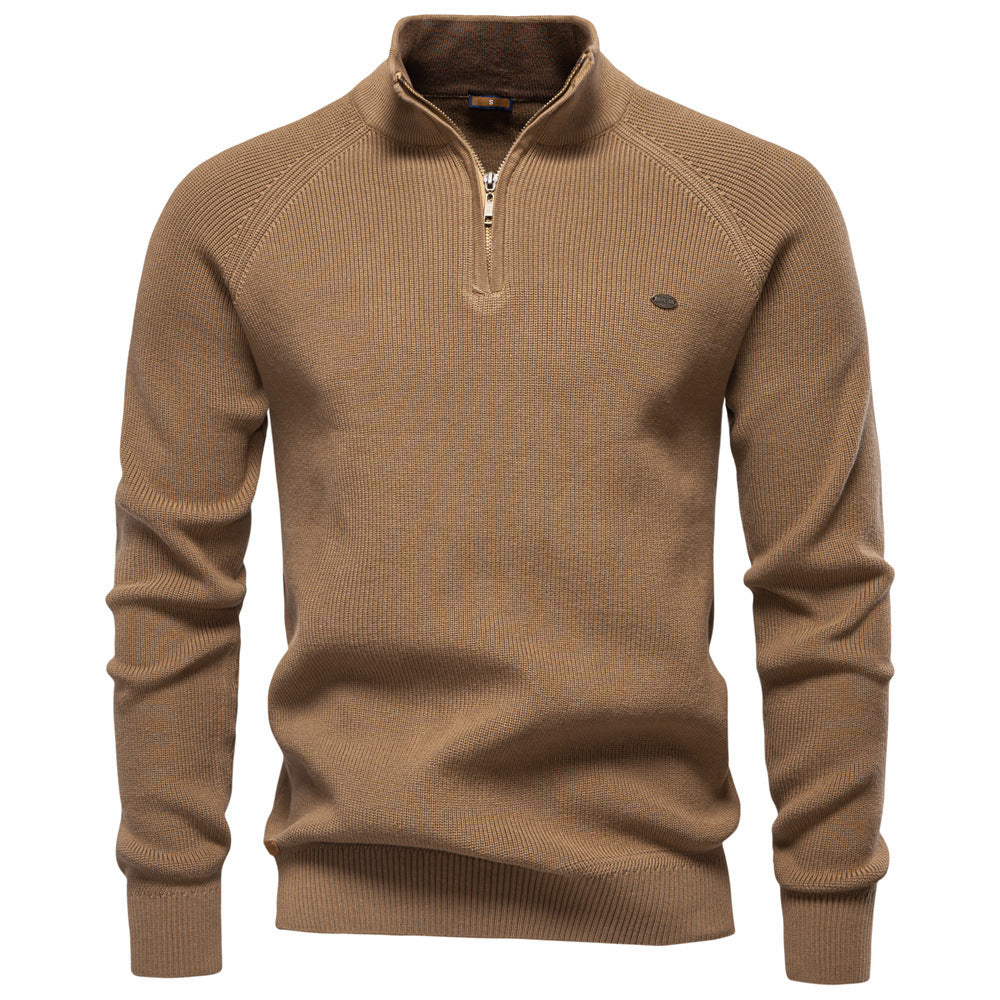 Herren Strickpullover mit halbem Reißverschluss und sportlichen Details R&B