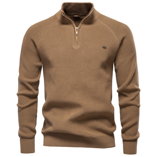 Herren Strickpullover mit halbem Reißverschluss und sportlichen Details R&B