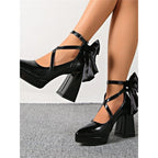 Damen elegante High Heel Schuhe mit Riemen und Schleifenverzierung R&B