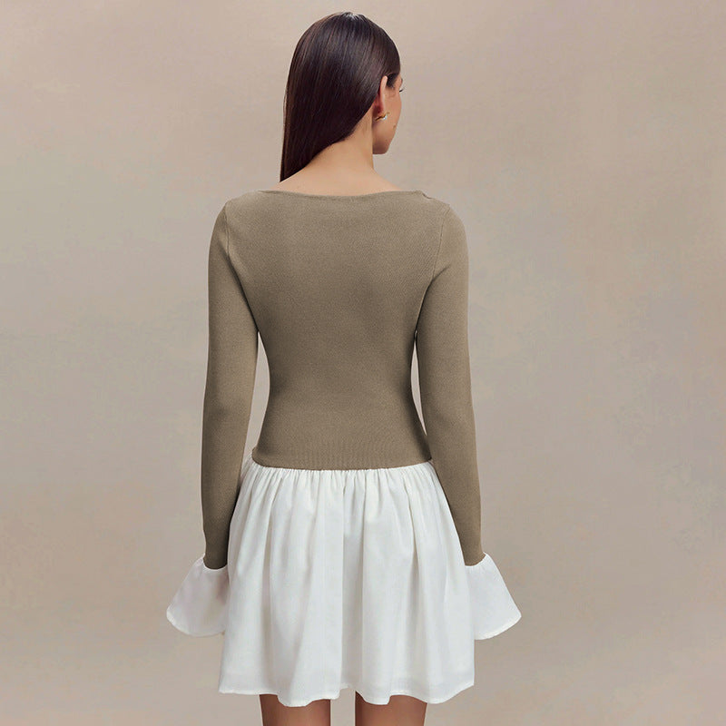 Damen Modisches Kleid mit kontrastierendem Rock R&B