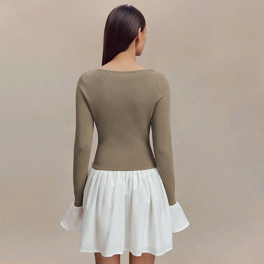 Damen Modisches Kleid mit kontrastierendem Rock R&B