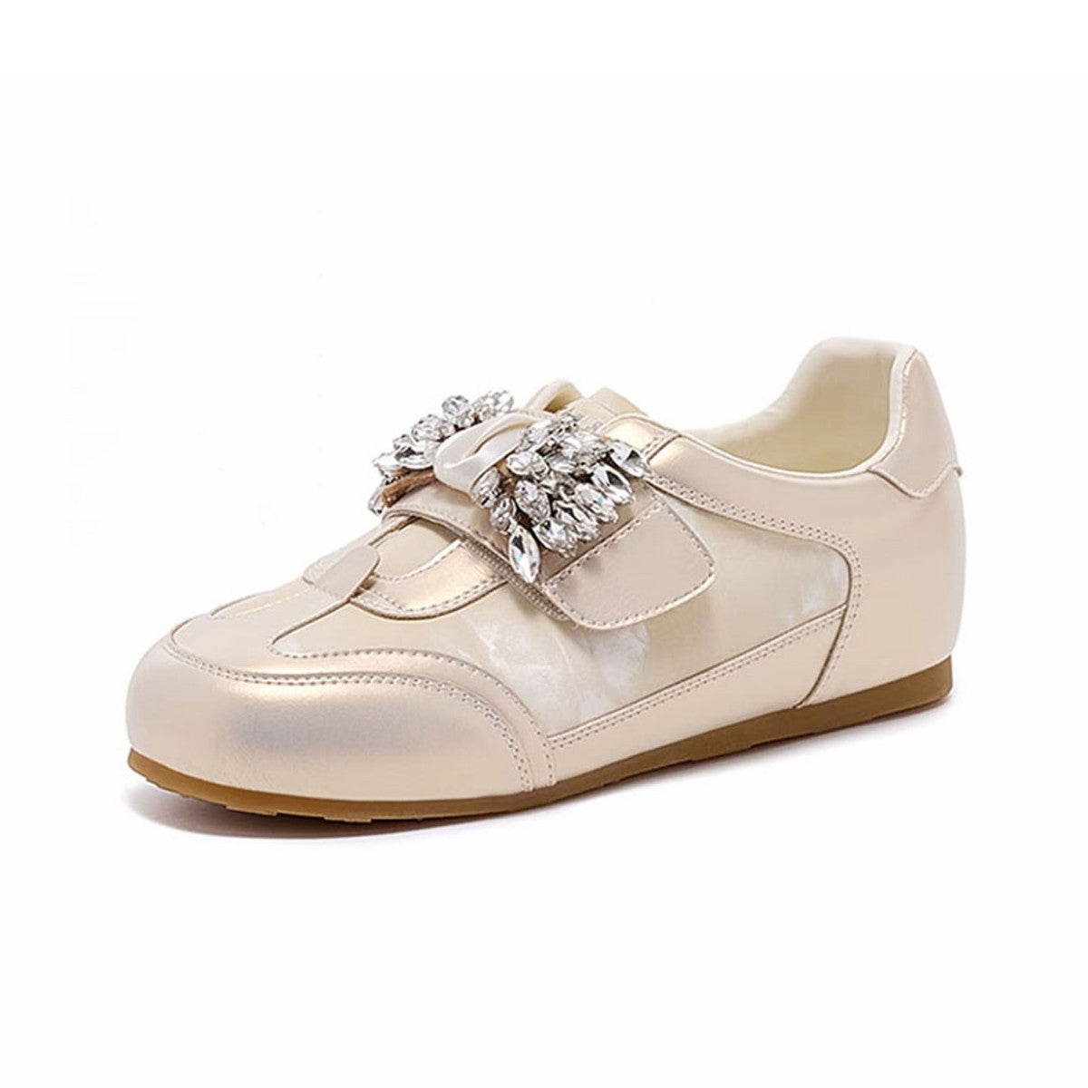 Damen modische Slip-On Sneakers mit funkelndem Schmuckdetail R&B