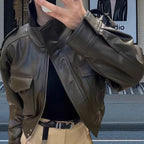 Damen Kunstlederjacke im urbanen Stil mit Stehkragen und praktischen Taschen R&B
