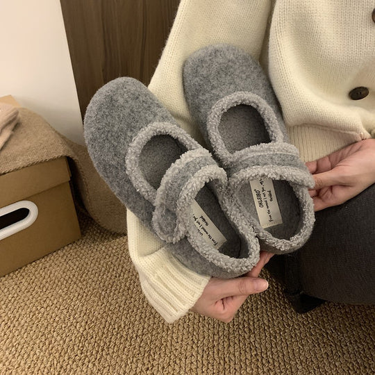 Damen Hausschuhe mit verstellbarem Riemen und kuscheligem Innenfutter R&B