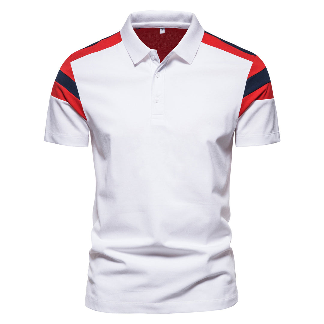 Herren Poloshirt mit modernem Farbblockdesign und atmungsaktiver Baumwollmischung R&B