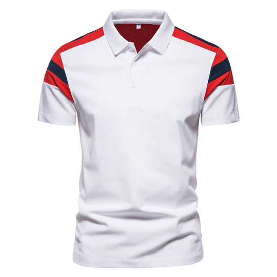 Herren Poloshirt mit modernem Farbblockdesign und atmungsaktiver Baumwollmischung R&B