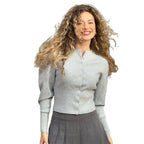 Damen modische Strickjacke mit plissierten Ärmeln und Knopfdetails R&B