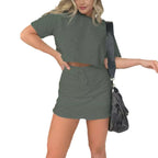 Damen lässiges Crop-Top und Minirock Set R&B