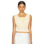 Damen elegantes lockeres Oberteil mit Drapierung R&B