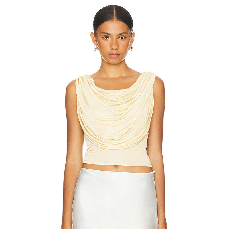 Damen elegantes lockeres Oberteil mit Drapierung R&B