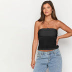 Damen luftiges Bandeau-Oberteil mit Rüschen R&B