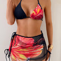 Damen Triangel-Bikini mit transparentem Rockelement und floralem Design R&B