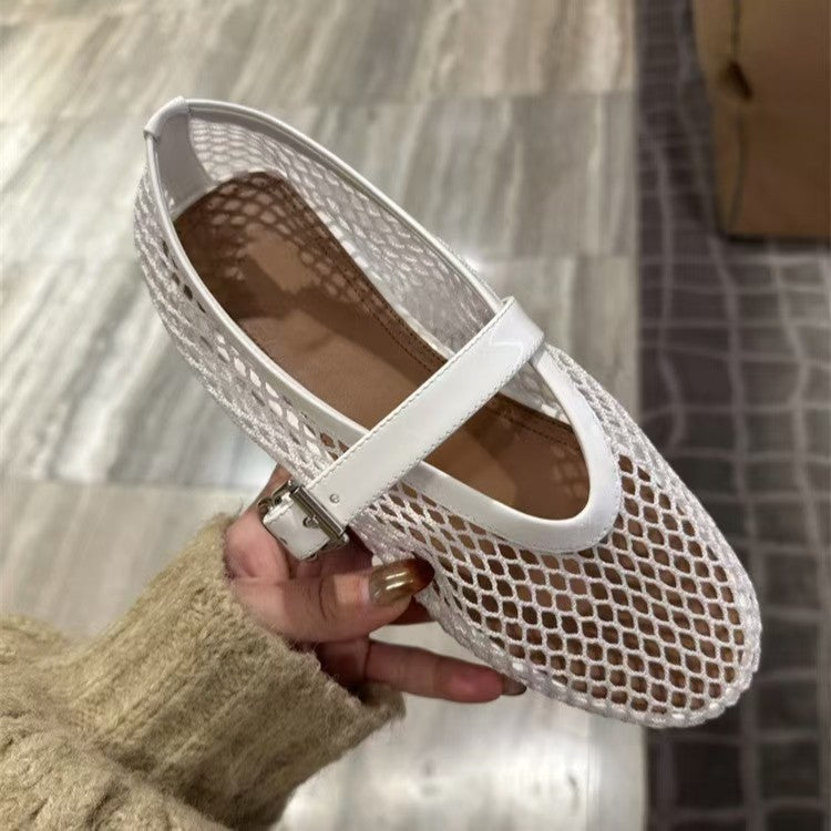 Damen Slingback-Ballerinas aus atmungsaktivem Netzmaterial mit eleganten Riemen