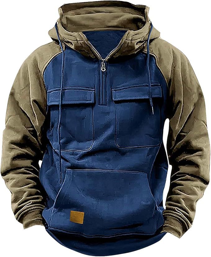 Herren Sportlicher Baumwoll-Hoodie mit Kapuze und praktischen Taschen R&B