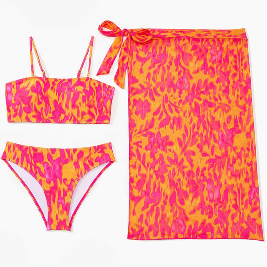 Damen Bikini-Set mit modischem Bandeau-Oberteil und hoch geschnittenen Bottoms R&B