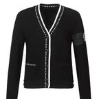 Damen modische Strickjacke mit strukturiertem Design und Taschen R&B