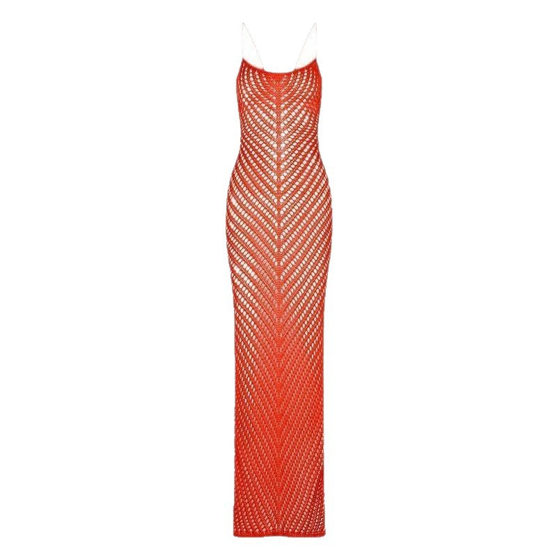 Damen luftiges Netz-Maxikleid mit faszinierendem Design R&B