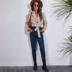 Damen Cropped Blazer mit Taillengürtel und modernem Schnitt R&B