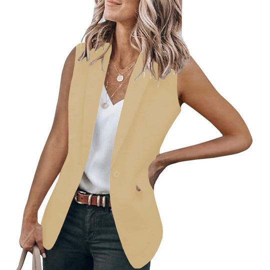 Damen ärmelloser Blazer mit modernen Taschen R&B