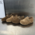 Damen Clogs aus hochwertigem Wildleder mit dekorativem Schnallenverschluss R&B