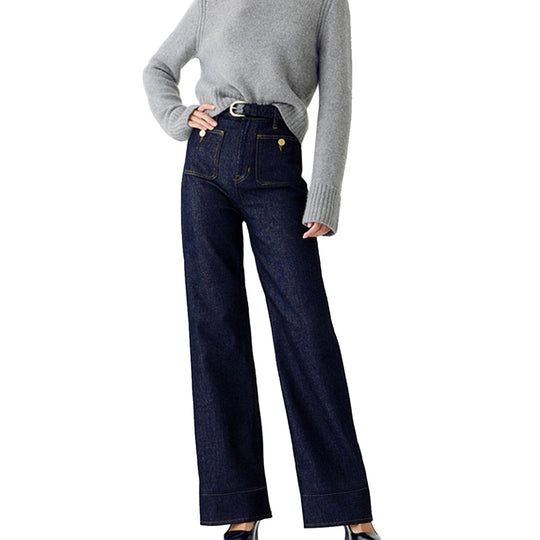 Damen Weite Komfortable Jeans mit hohen Bund R&B