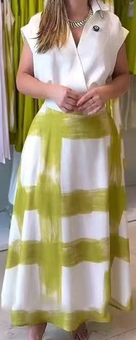 Damen elegante Hemdblusenkleid mit markanten Farbblöcken R&B