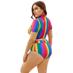 Damen Sportliches Bikiniset mit farbenfrohem Reißverschluss R&B