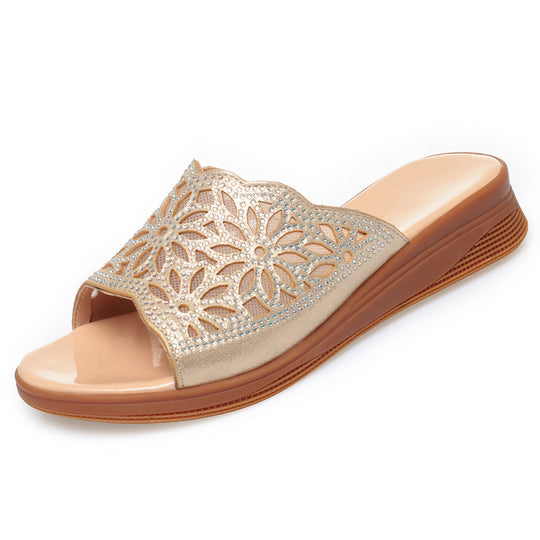 Damen elegante und komfortable Riemchensandalen mit floralem Design R&B