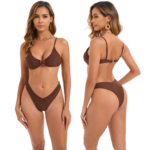 Damen Triangel-Bikini mit modischem Ring-Detail R&B